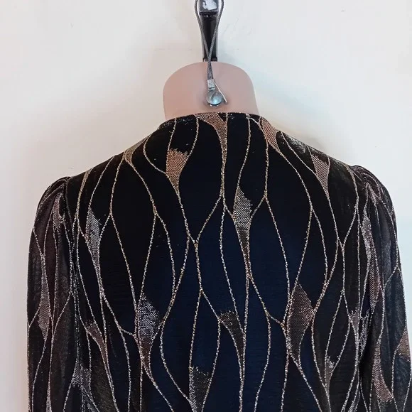 Autres Filles Sheer Arms Blouse Gold Metallic Sparkle Party Special Occasion XS - Picture 9 of 16